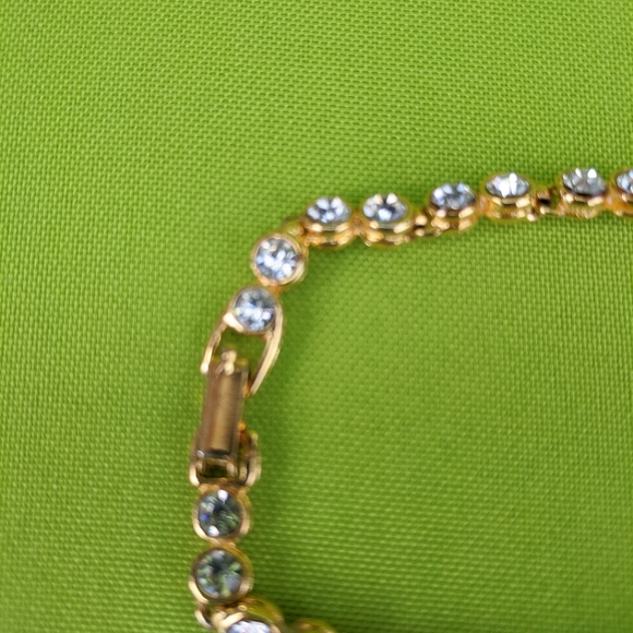 Gold Tone Tennis Bracelet with Crystals - Picture 3 of 6
